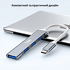 USB-хаб XON SmartHub Type-C на USB3.0 + 3хUSB2.0 Сірий (UHCXM041332G 4965), фото 6