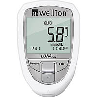 Холестерометр. Набір для тестування рівня глюкози, холестерину та сечової кислоти в крові Wellion LUNA Trio ммоль, білий
