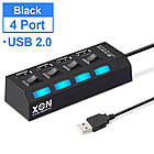 USB-хаб XON SmartHub Switch 4хUSB2.0 Чорний (UHASP040042B 5016), фото 6