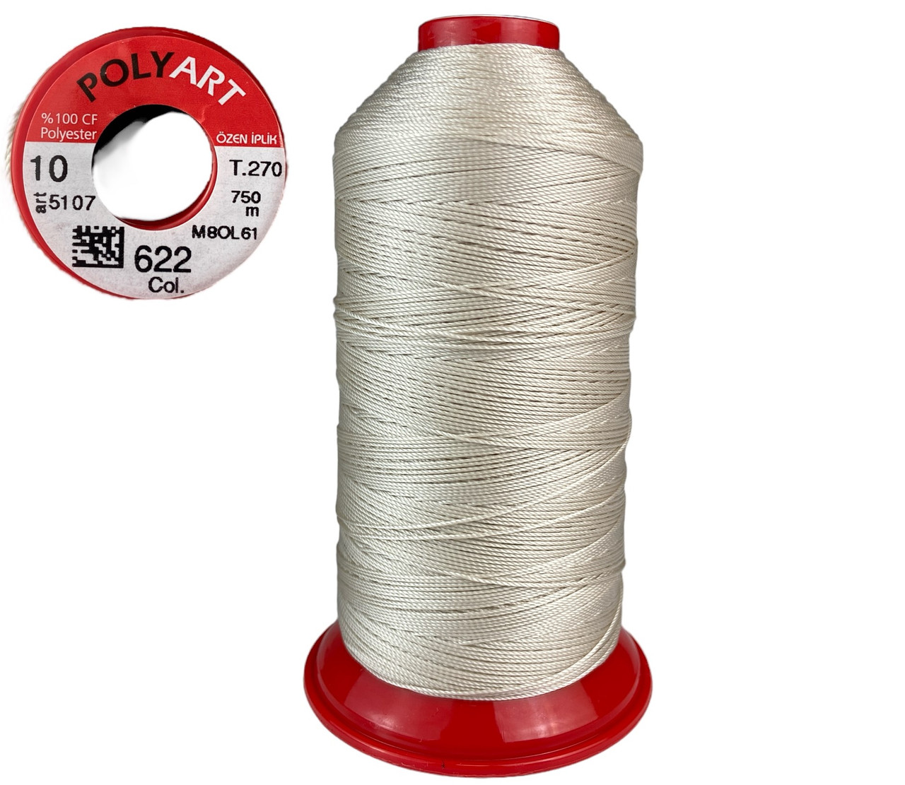 Нитка швейна поліестер POLYART(ПОЛІАРТ) N10 колір #622 бежевий 750м (ОРИГІНАЛ, ТУРЕЧЧИНА), фото 1