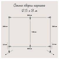 Металевий каркас для фотозони розміром 2,5х3 м. та Фотофон 3х2,5+2м