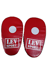 Лапи Lev Sport малі р.27х14.5х5см для єдиноборств пара штучна шкіра red/black, One size, Україна, Штучна шкіра, для кікбоксингу / для тайського боксу / для муй тай, Тренувальні, Унісекс, прямі лапи