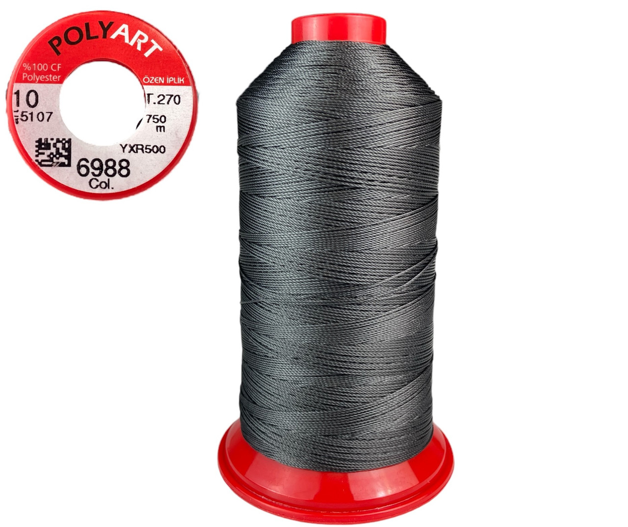 Нитка швейна поліестер POLYART(ПОЛІАРТ) N10 колір #6988 темно-сірий 750м (ОРИГІНАЛ, ТУРЕЧЧИНА), фото 1