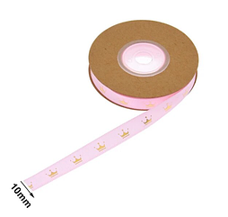 Стрічка для подарунку, рожева з коронами