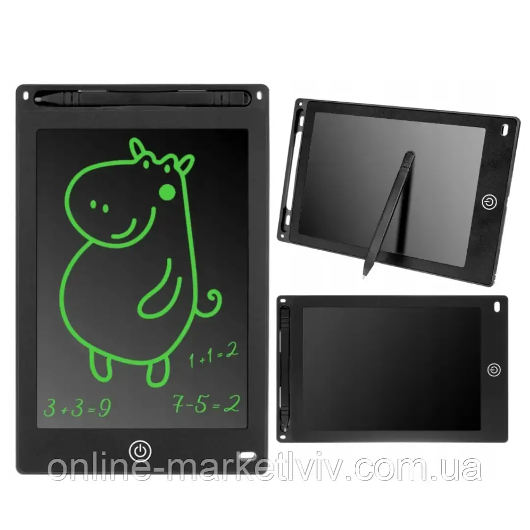 Дитяча дошка для малювання, LCD, 8,5", Dex, Чорна / Дитяча малювальна планшетка