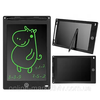 Дитяча дошка для малювання, LCD, 8,5", Dex, Чорна / Дитяча малювальна планшетка