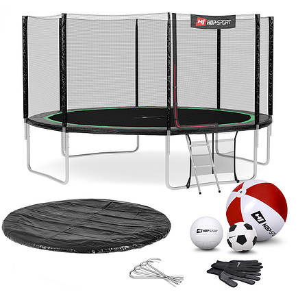 Батут Hop-Sport 14ft (427cm) black/green з зовнішньою сіткою, фото 1