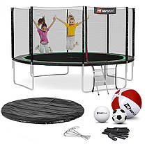 Батут Hop-Sport 14ft (427cm) black/green з зовнішньою сіткою, фото 3