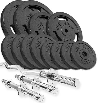 Набір STRONG 57 кг з W або Z подібним і гантельними грифами, фото 1