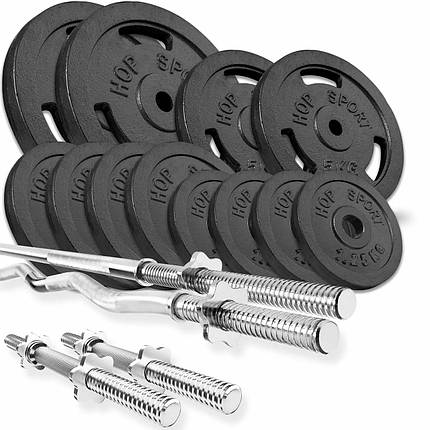 Набір STRONG 66 кг з прямим, W або Z подібним і гантельними грифами, фото 1