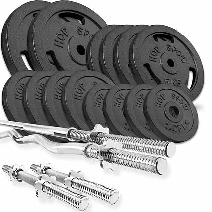 Набір STRONG 76 кг з прямим, W або Z подібним і гантельними грифами, фото 1