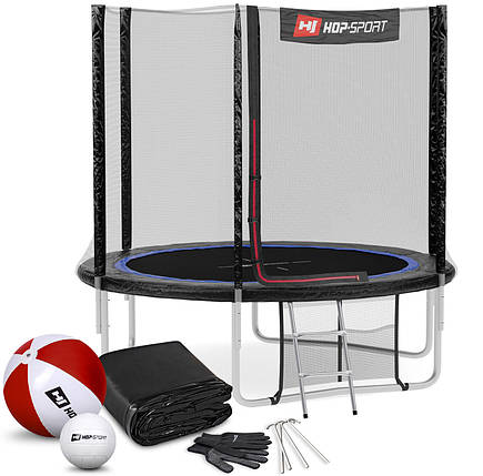 Батут Hop-Sport 8ft (244cm) black/blue з зовнішньою сіткою, фото 1