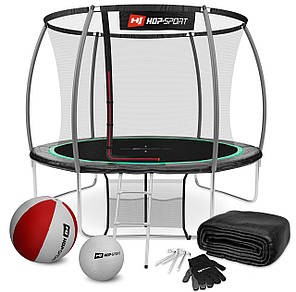 Батут Hop-Sport Premium 10ft (305cm) black/green з внутрішньою сіткою, фото 1