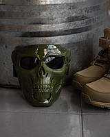Защитная полнолицевая тактическая маска ВСУ ССО ГУР Military олива под шлем линзы с затемнением