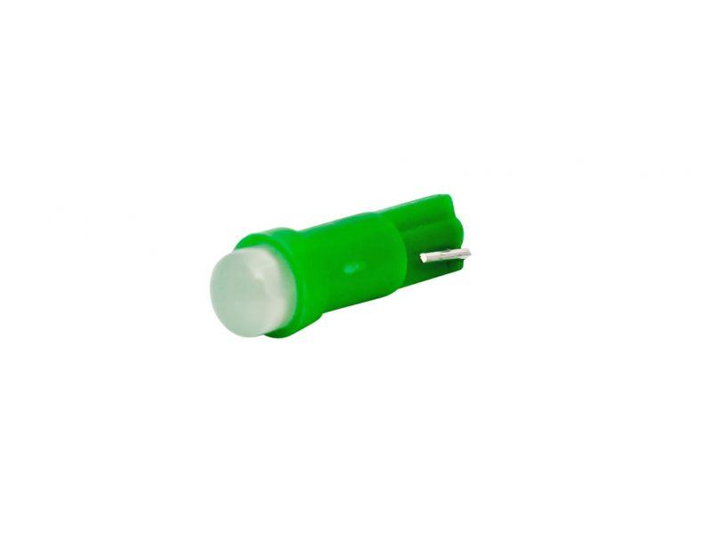 Світлодіодна автомобільна лампа T5 W2x4,6d COB 12V GREEN "мікрушка"