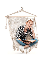 Крісло-гамак Outtec Boho підвісне бежевий, фото 4