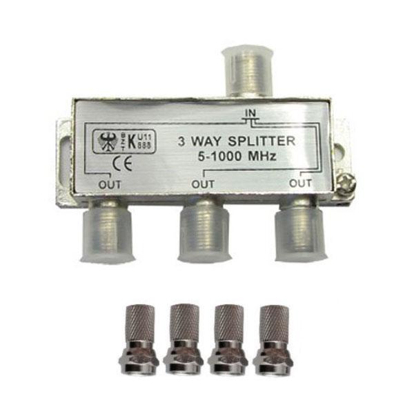 Splitter 3-way Germany + 4 шт.F у картон. пакованні HQ