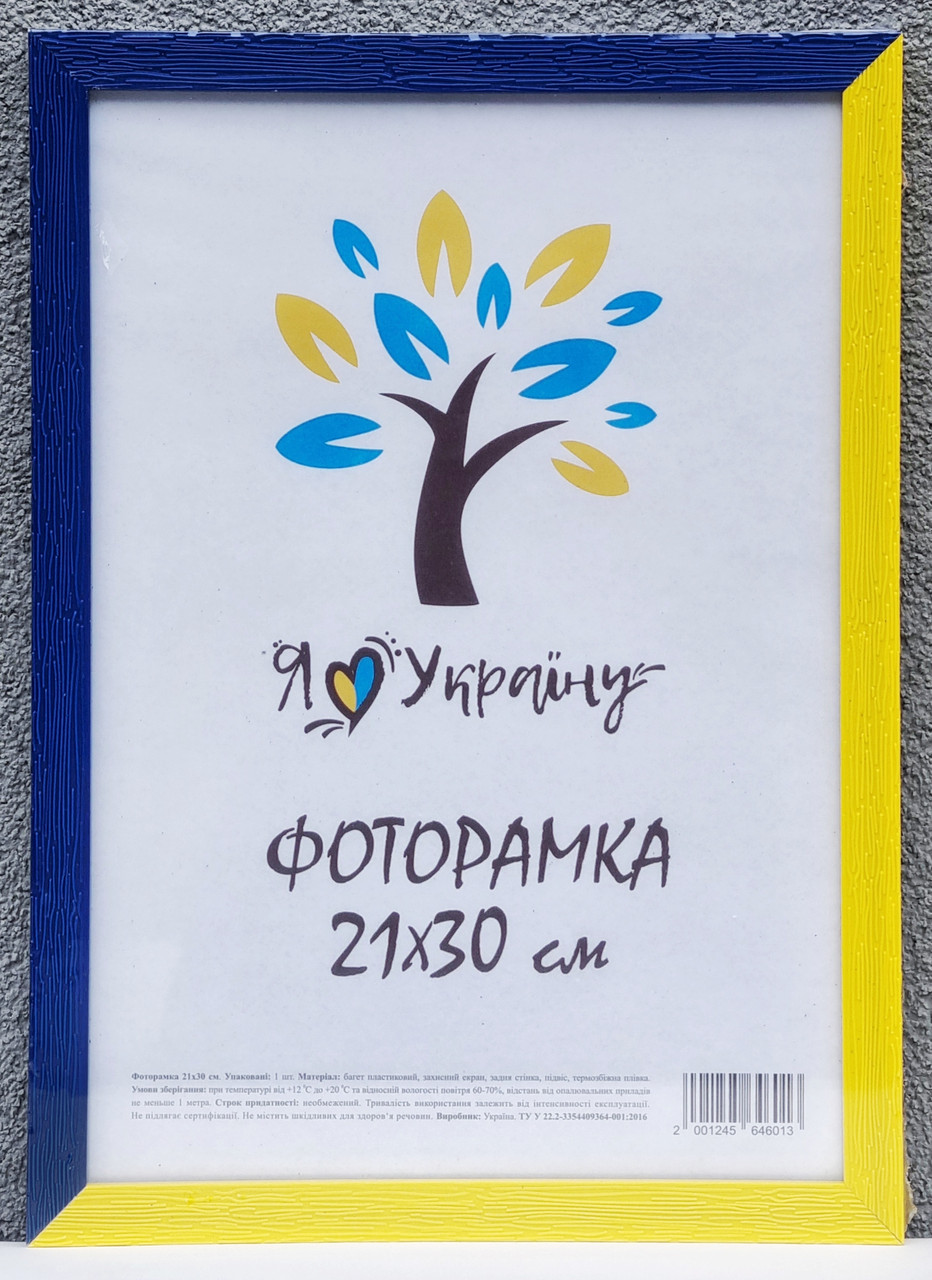 Фоторамка А4 (21х30 см) синьо-жовта, фото 1