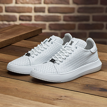 Чоловічі шкіряні кеди демісезонні білі (натуральна шкіра), батали весна-осінь для чоловіків, великі розміри 46 47 48