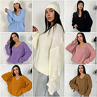Жіночі светри — 217-1/а-нс — Ефектний молодіжний жіночий светр джемпер із глибоким вирізом