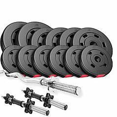 Набір Premium 36 кг з W-подібним грифом + 2 гантельних