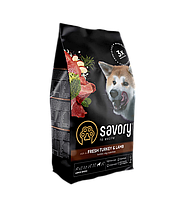 Сухий корм Savory Large Breeds Сейвори для собак великих порід зі свіжим м'ясом індички та ягням 3 кг