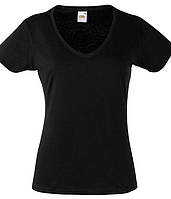 Футболка Fruit of the Loom Lady-fit V-neck XS Черный (061398036XS)