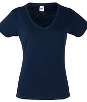 Футболка Fruit of the Loom Lady-fit V-neck XS Темно-синий (0613980AZXS)