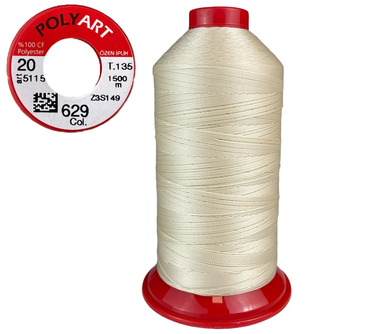 Нитка швейна поліестер POLYART(ПОЛІАРТ) N20 колір #629 світло-бежевий 1500м (ОРИГІНАЛ, ТУРЕЧЧИНА), фото 1