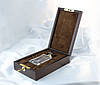 Подарункова дерев'яна коробка для парфуму з прихованими петлями, металевим замком та оксамитовою обшивкою, фото 4