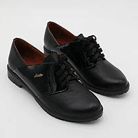 Туфли женские кожаные чёрные на шнуровке размер 36 по стельке 23.5 см Starmani код-(1010)