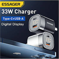 Дорожній блок живлення для смартфона, планшета, ноутбука Essager 33W GaN III PD з USB-C та USB - подвійний