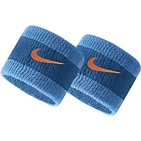 Спортивный напульсник на запястье для тенниса и бадминтона Nike SWOOSH WRISTBANDS 2 PK темно-синий