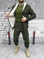 Зимний тактический костюм олива Splinter, зимняя форма олива на овчине для нацгвардии