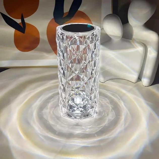 Нічник кришталева ваза світлодіодна Crystal Rose Ambience 16-квітів RGB 19.5 см AND463