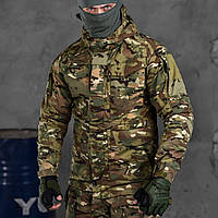 Военная демисезонная курточка Рип-Стоп с водоотталкивающая/ Тактическая мужская куртка с капюшоном/ Мультикам