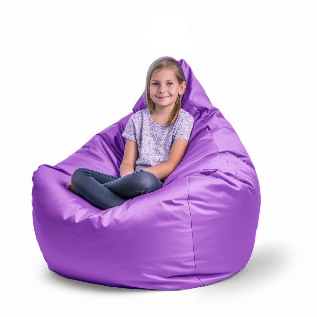 Кресло груша мешок 60*90 см фиолетовое с чехлом, бескаркасное кресло для детей и взрослых КРМ-413 - фото 1 - id-p2104726276