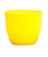 Вазон для цветов Classic-220 желтый с подставкой Plasthouse CLASS220YEL-POD