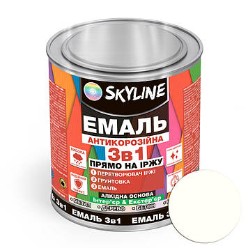 Емаль алкідна 3 в 1 по іржі антикорозійна «Skyline» Білий 0.9 кг
