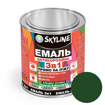 Емаль алкідна 3 в 1 по іржі антикорозійна «Skyline» Зелений смарагд 0.9 кг
