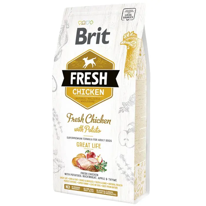 Сухий корм для дорослих собак Brit Fresh Chicken with Potato Adult Great Life 2,5 кг (курка)