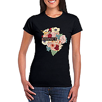 Футболка чорна з оригінальним принтом для флориста "Florist. Флорист. Напис. Букет квітів" Push IT