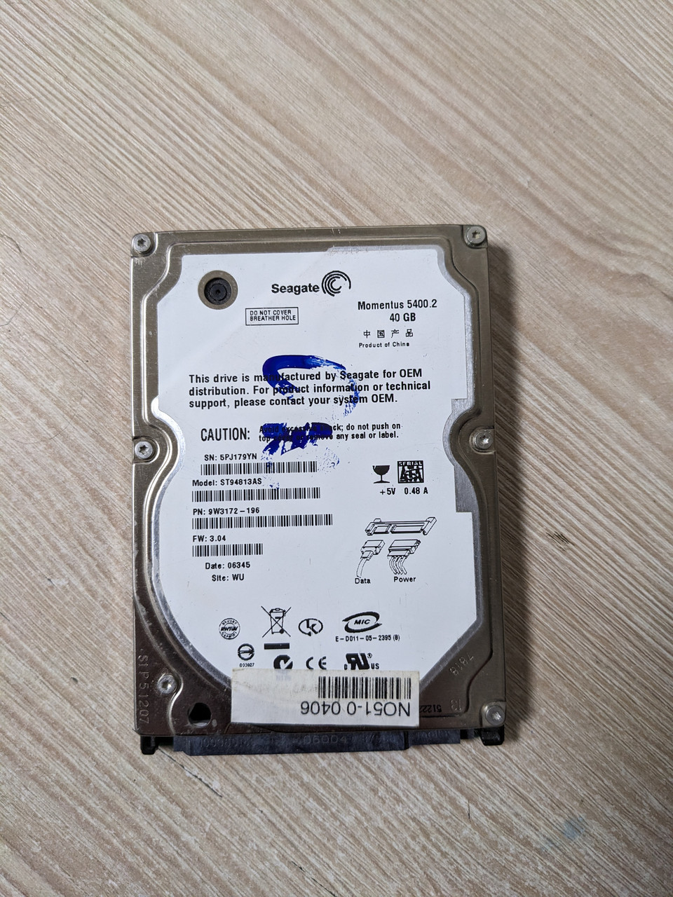 Жорсткий диск SATA 2,5" для ноутбука 40gb Seagate momentus 5400.2, фото 1