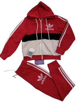 Спортивний костюм дитячий для дівчинки Adidas 128, 140, 158 см Червоний з білим (792)