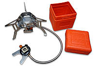 Пальник туристичний газовий в кейсі з нержавіючої сталі з п'єзопідпалом під цанговий балон