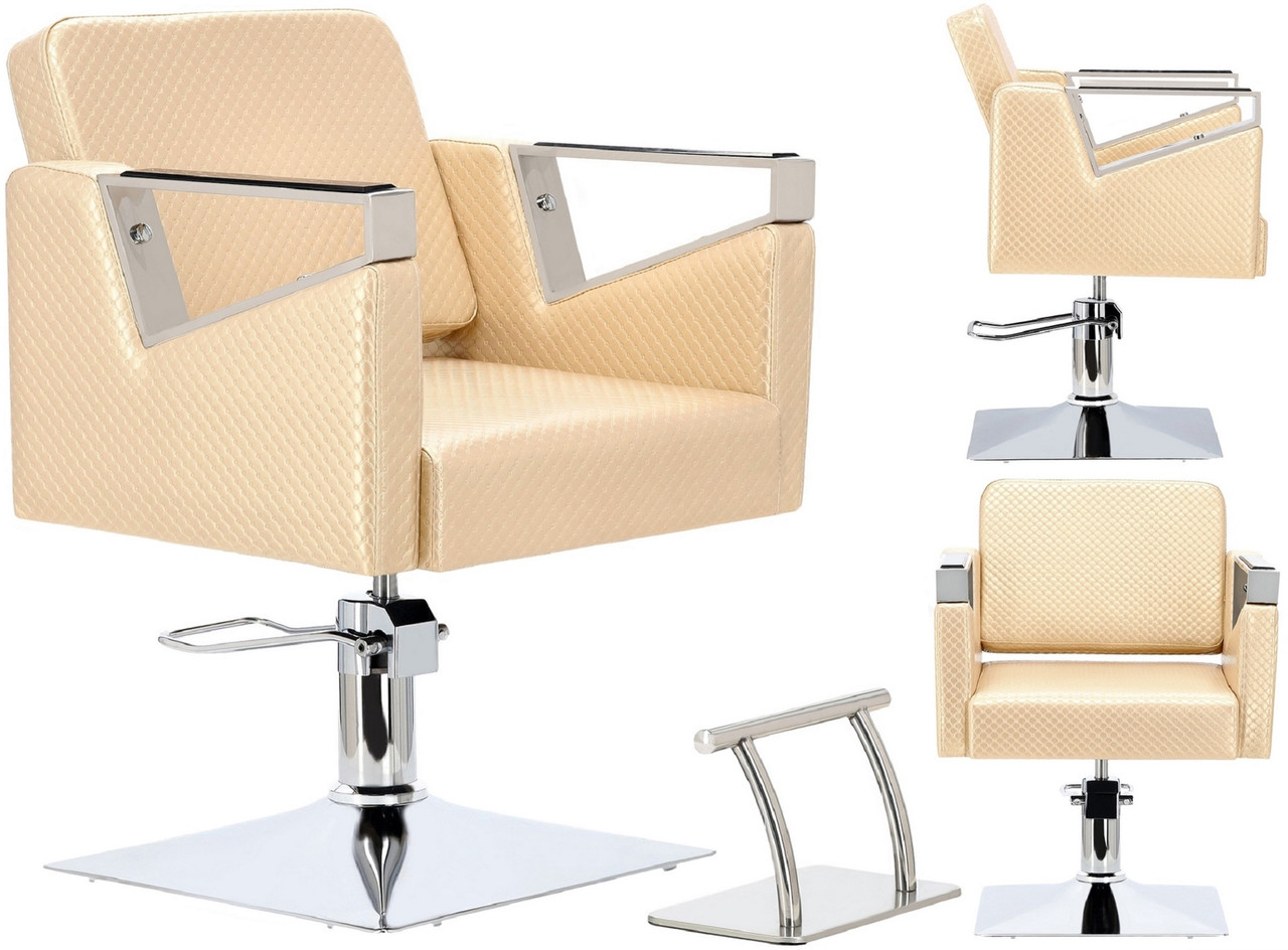 Перукарське крісло Tomas з хромованою підставкою для ніг 83030-GOLD-WHITE-FOTEL