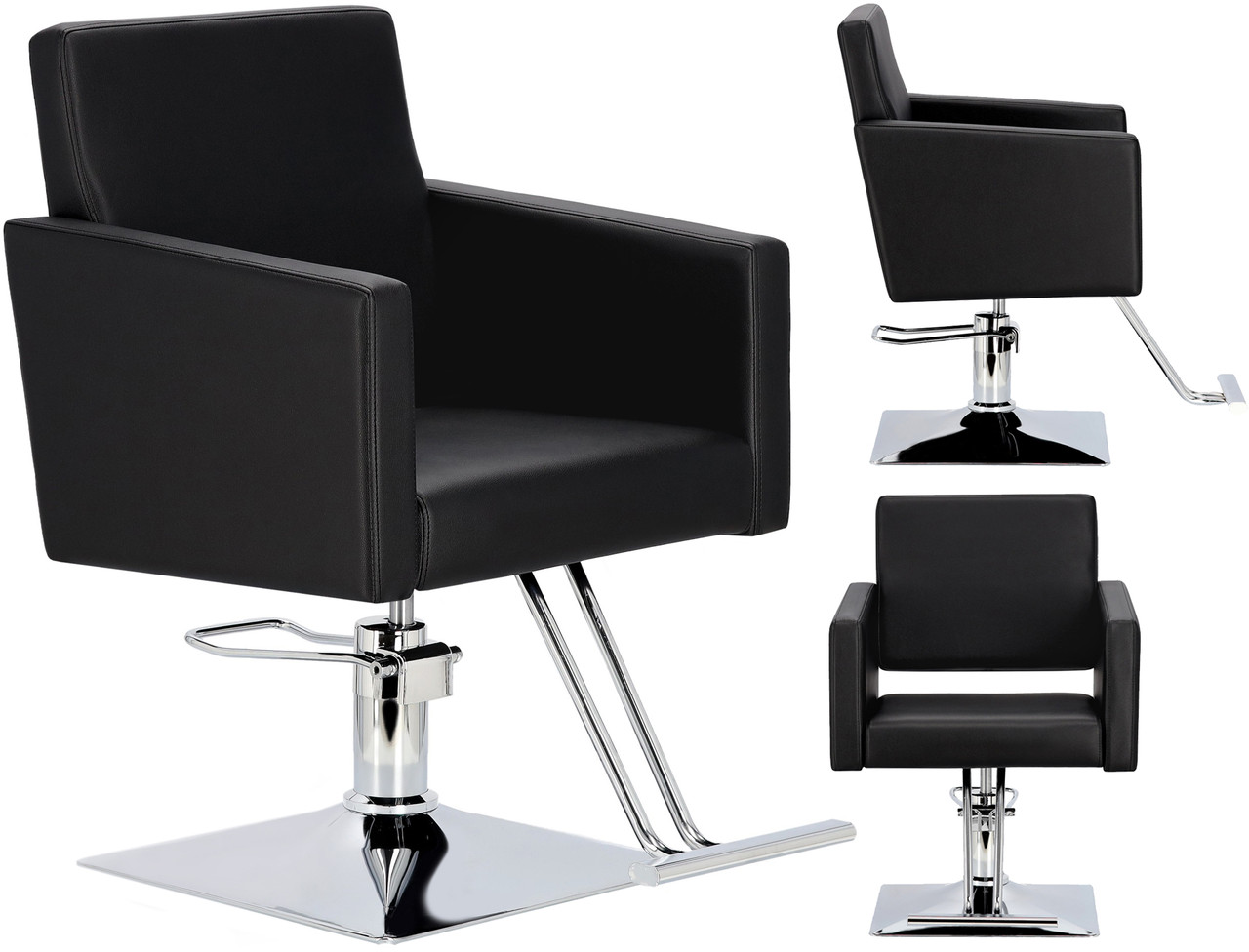 Перукарське крісло Atina FJ-83001-BLACK-FOTEL гідравлічне поворотне підставка для ніг