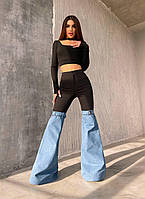 Женские оригинальные расклешенные брюки с металлическими застежками Bp16