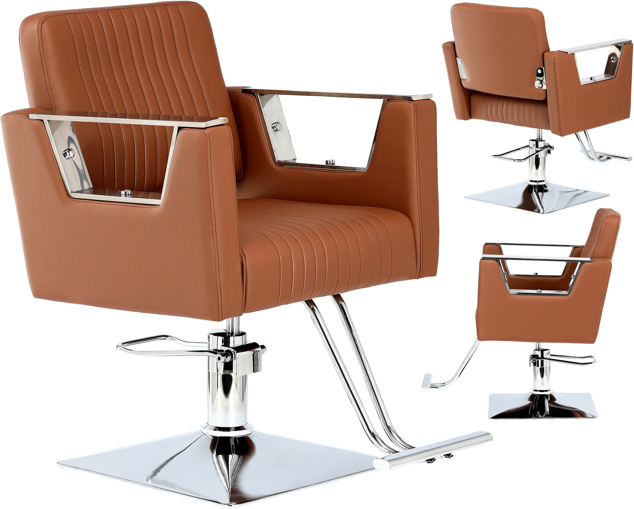 Перукарське крісло Kora FJ-83010-BROWN-FOTEL гідравлічне поворотне з підніжкою