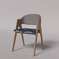 Мягкий стул "Джим" из дерева и дизайнеской синей ткани Сидіння в дизайнерській тканині